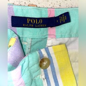 Polo Ralph Lauren, Women’s Colorful Pastel Vertical Striped Cotton Shorts